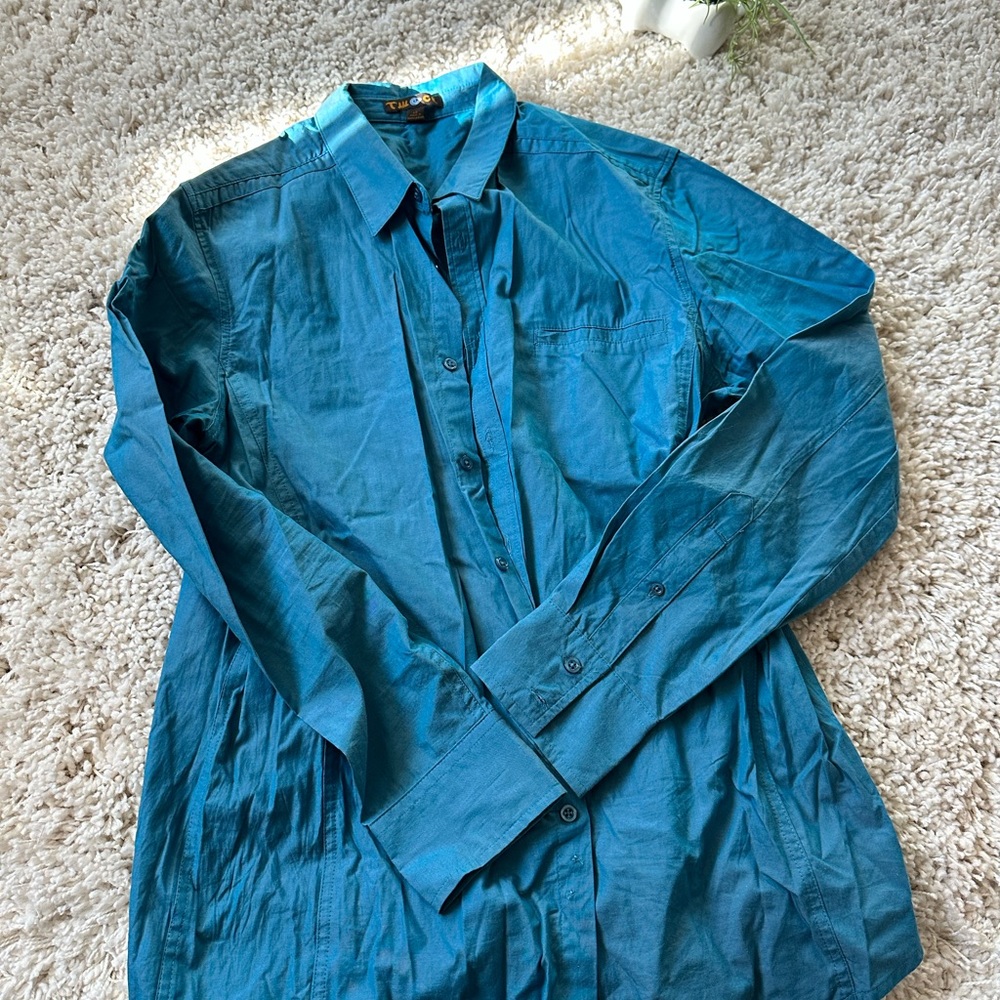 Twice retro navy blue comfortable collared mens long sleeve button up ca… - Picture 3 of 3